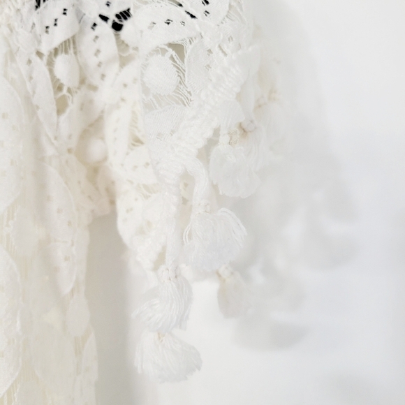 Charming Charlie Ivory Lace with Tassels Boho Dress Size Small - Picture 4 of 9